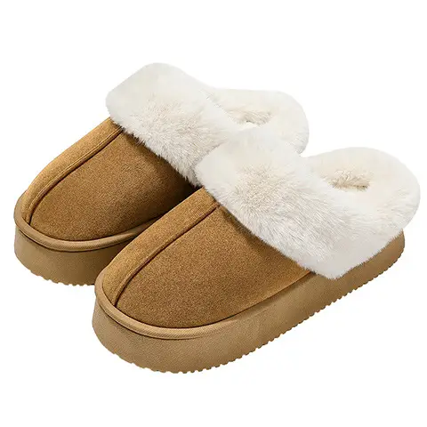 Home Cotton Slippers for Women, Winter Indoor Use, Thick-Soled, Non-Slip, Men's Plush Fleece-Lined, Warm, Closed-Back Cotton Slippers for Men, Winter - Image 11