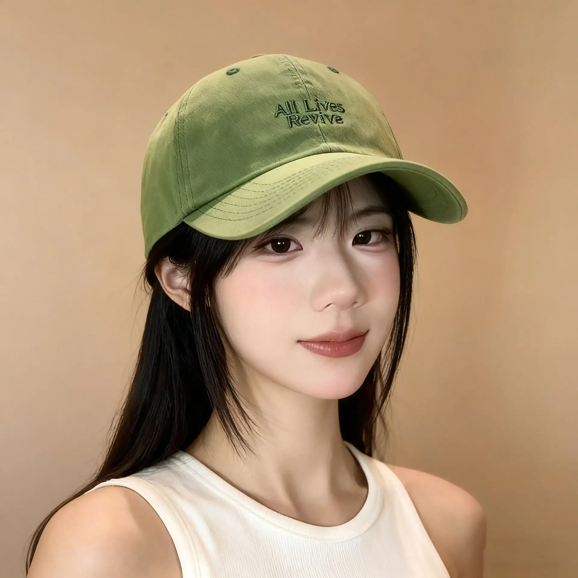 Green Embroidered Baseball Cap for Women - Image 3