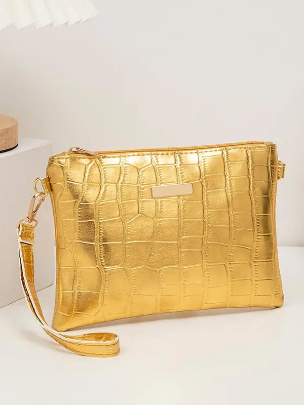 Golden Croc Quilted Crossbody Bag for Women - Image 6