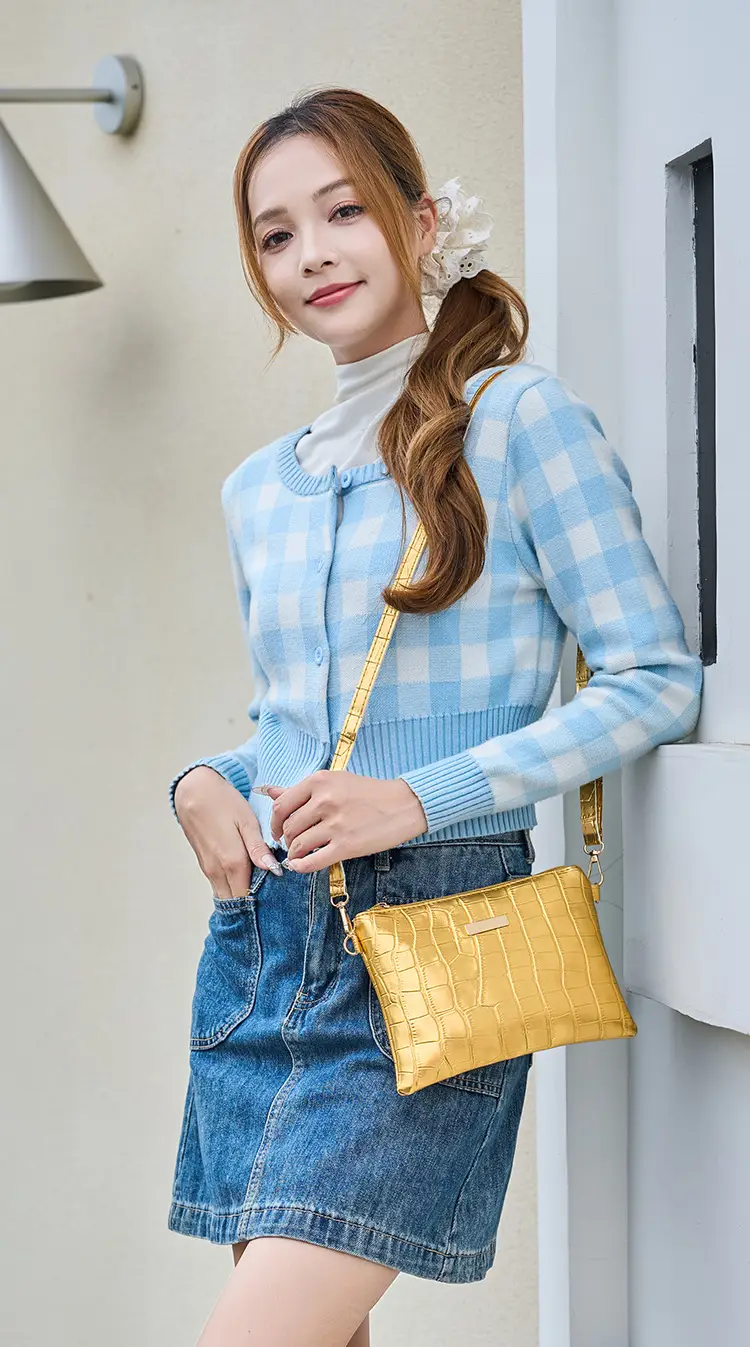 Golden Croc Quilted Crossbody Bag for Women — feature 1