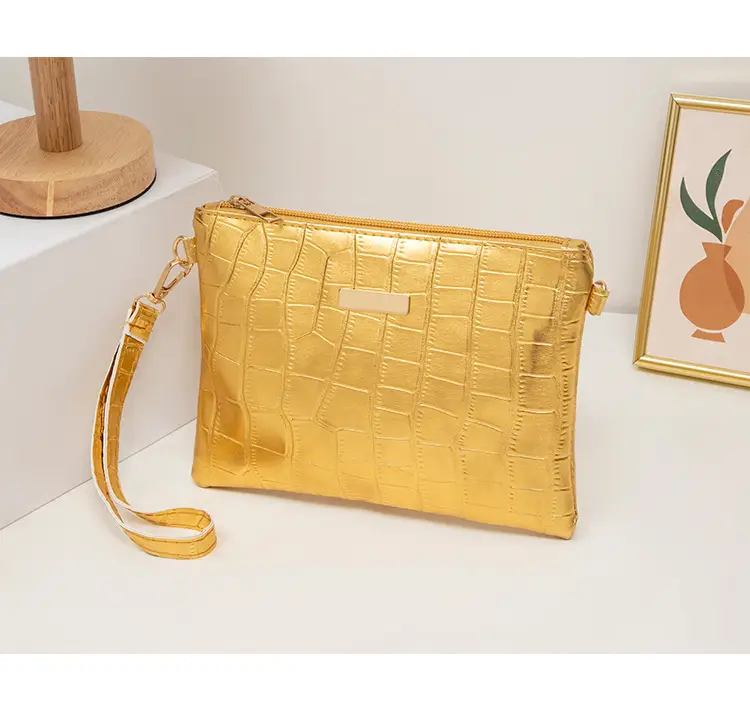 Golden Croc Quilted Crossbody Bag for Women - Image 4