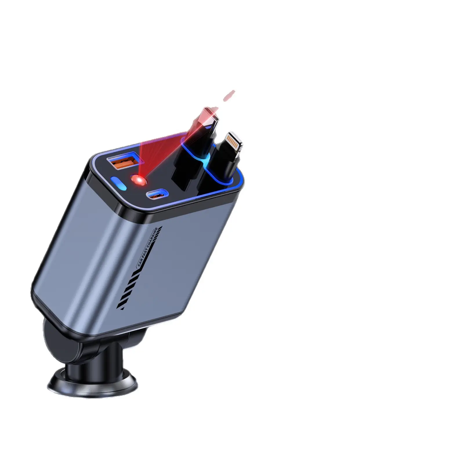 120W Car Charger with Laser Light & Retractable Cable - Image 11