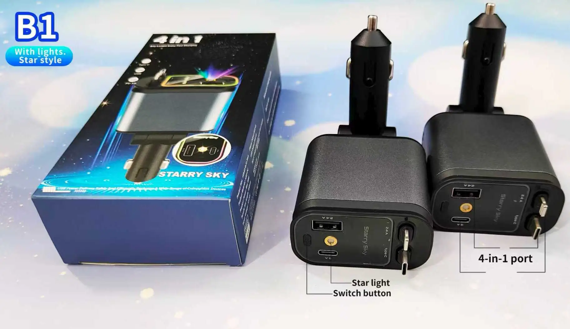 120W Car Charger with Laser Light & Retractable Cable - Image 6