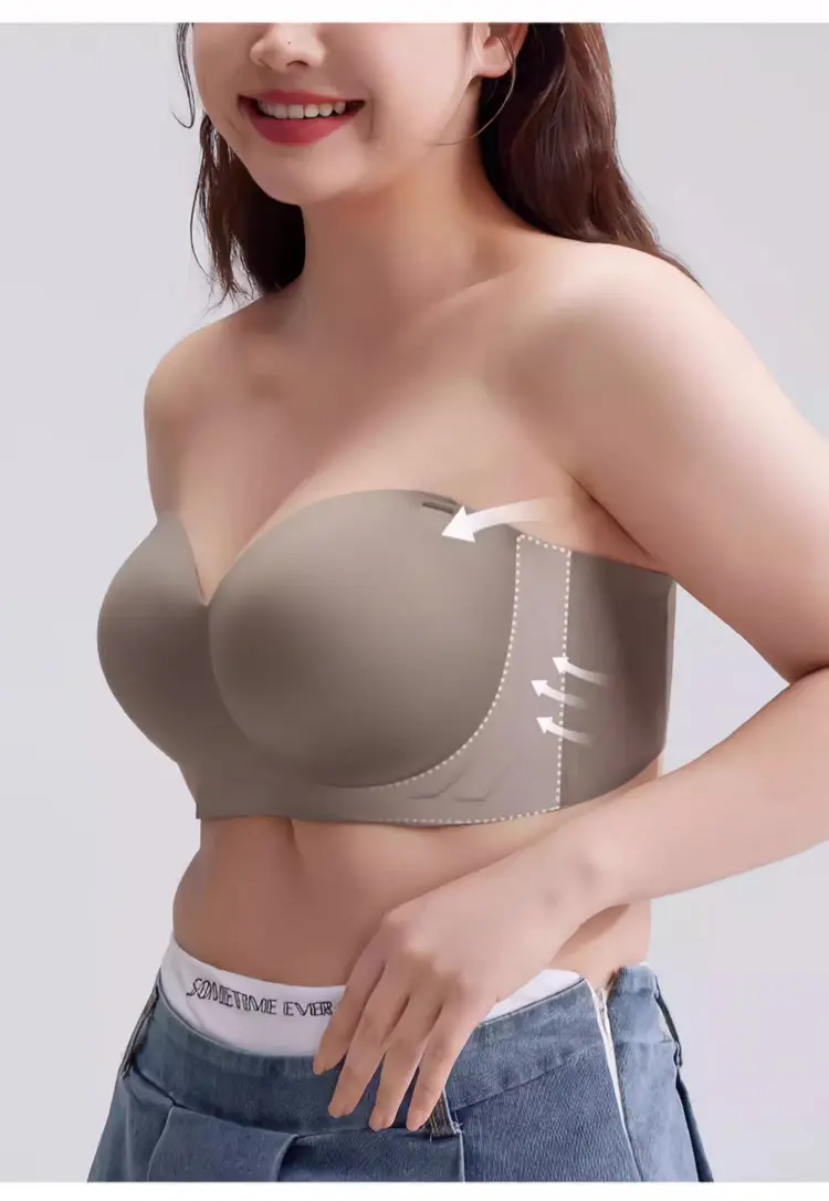 Strapless Bra for Women with Large Breasts and Slightly Fat mm Summer Non-Slip Large Size Tube Top Thin Invisible Bra Beautiful Back to Prevent Exposure — feature 26