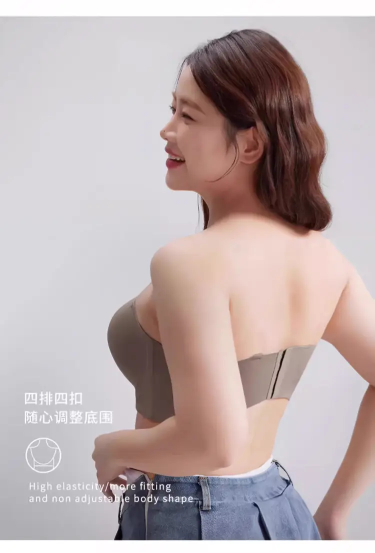 Strapless Bra for Women with Large Breasts and Slightly Fat mm Summer Non-Slip Large Size Tube Top Thin Invisible Bra Beautiful Back to Prevent Exposure — feature 30
