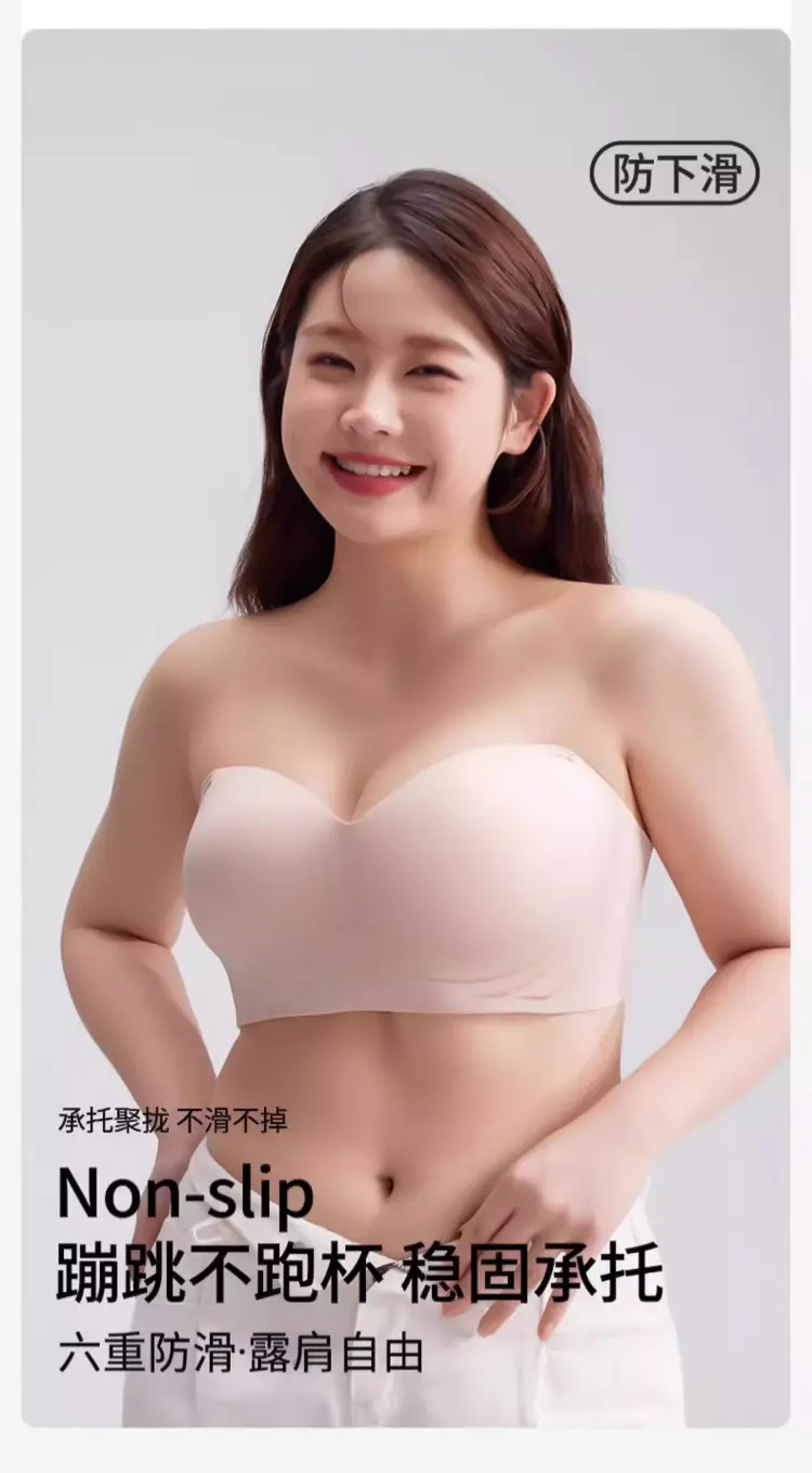 Strapless Bra for Women with Large Breasts and Slightly Fat mm Summer Non-Slip Large Size Tube Top Thin Invisible Bra Beautiful Back to Prevent Exposure — feature 4