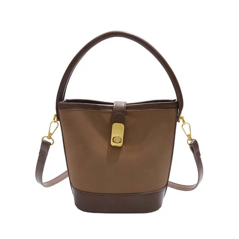 Women's Retro Bucket Bag Brown Leather Shoulder Crossbody - Image 9