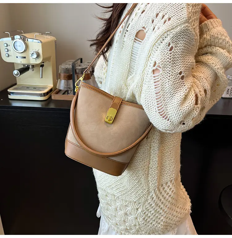 Women's Retro Bucket Bag Brown Leather Shoulder Crossbody — feature 14