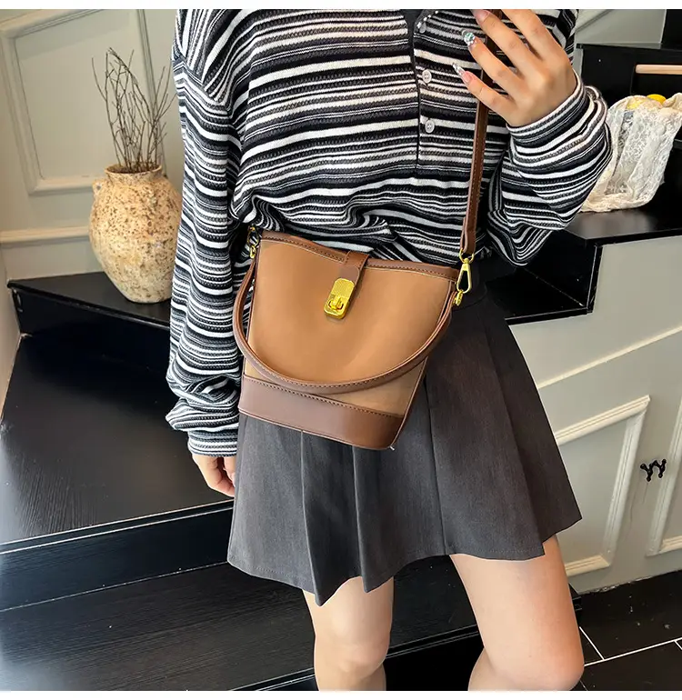 Women's Retro Bucket Bag Brown Leather Shoulder Crossbody — feature 16