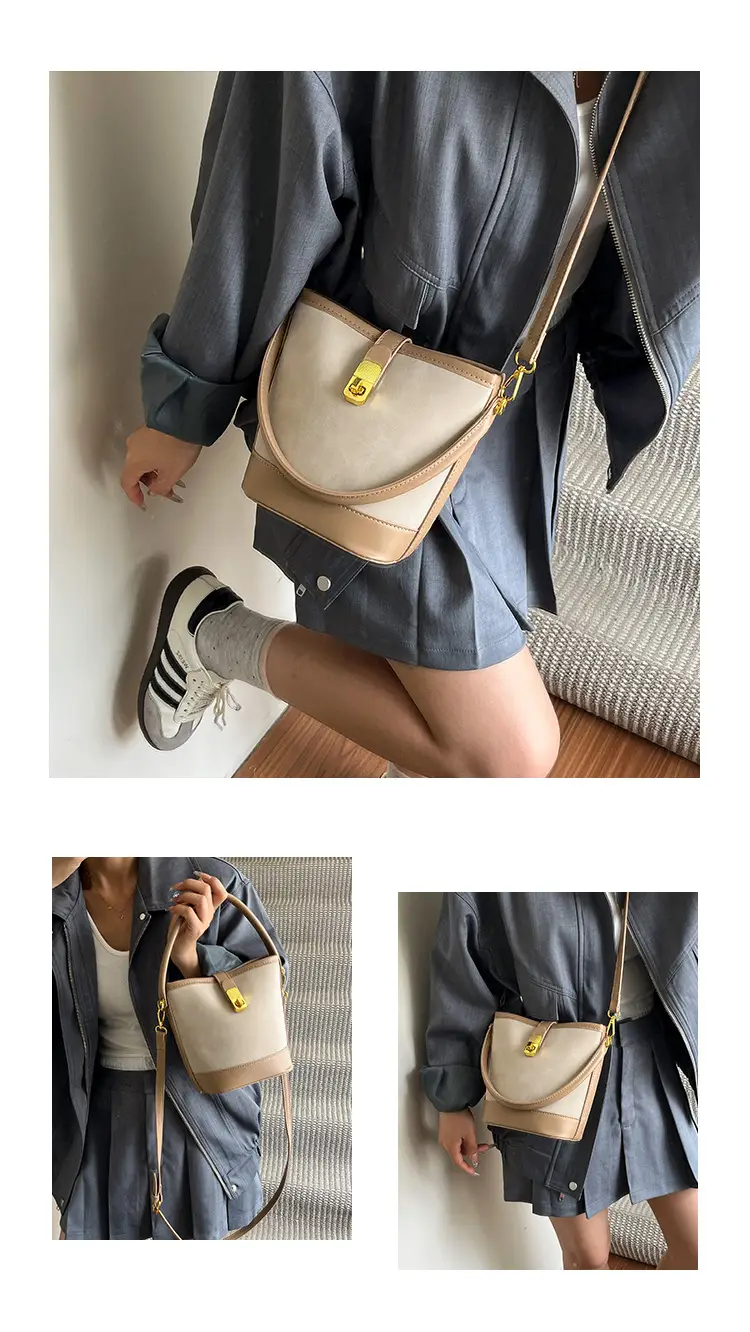 Women's Retro Bucket Bag Brown Leather Shoulder Crossbody — feature 5