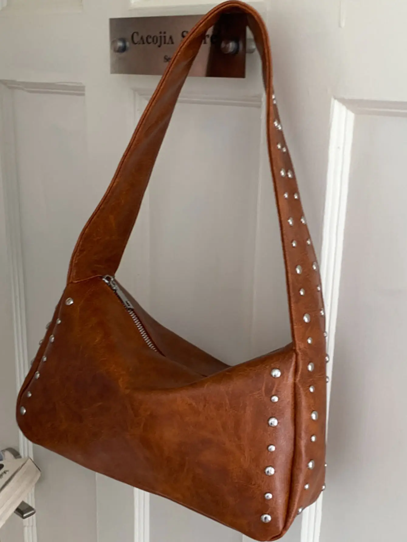 Black Rivet Handbag for Women 2026 Spring Summer