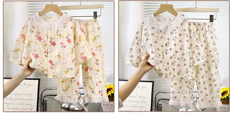 Girls' Pajamas, Kidsren's Spring, Autumn and Summer Long-Sleeved Thin Home Clothes, Girls' Baby Time Cotton Korean Style Air-Conditioned Clothing Set — feature 17