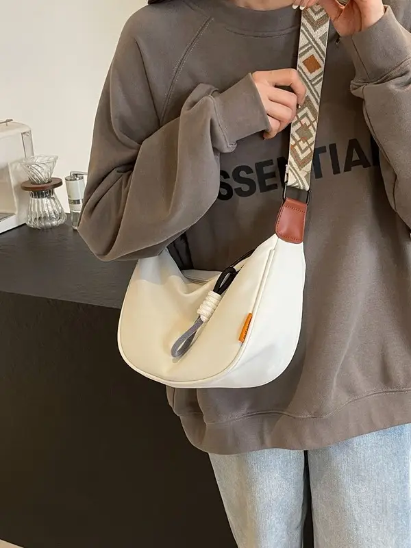 Women's Cream Canvas Crossbody Bag Summer Casual 2025 - Image 7