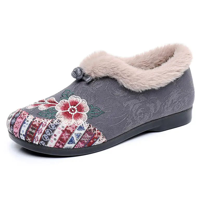 Women's Winter Cotton Shoes, Cold-Resistant, Warm, Lightweight, Slip-On Women's Cotton Shoes, Embroidered Shoes, Soft Soles, Cross-Border Mother's Cotton Shoes for Women - Image 5