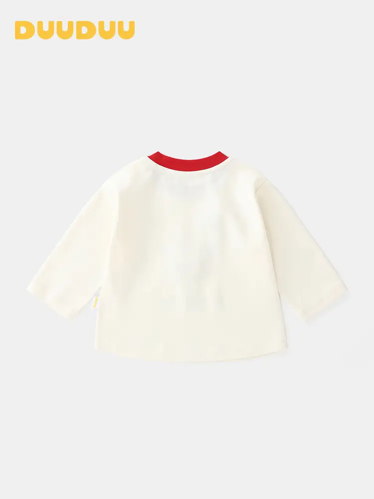 Duuduu Boys Cotton Long Sleeve T-Shirt White Red