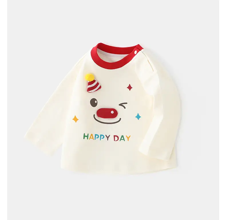 Duuduu Boys Cotton Long Sleeve T-Shirt White Red — feature 13