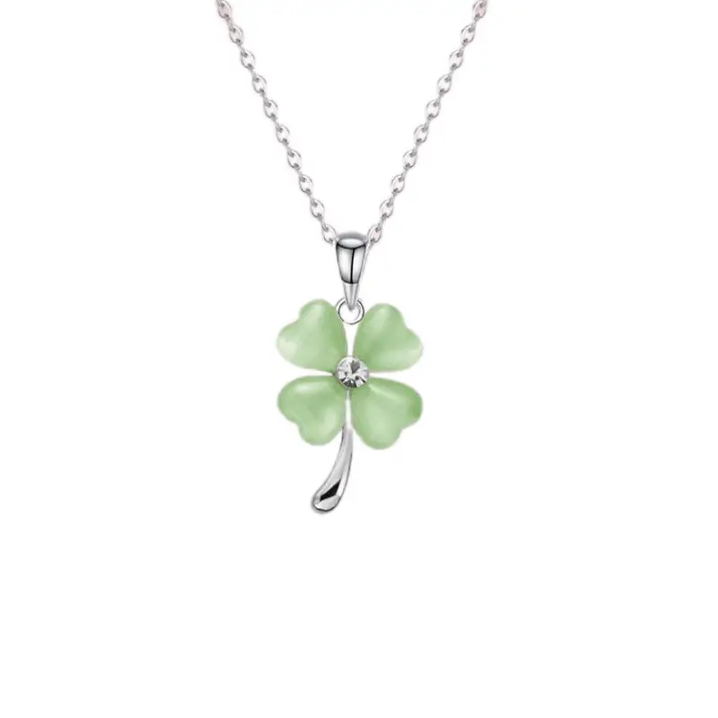 Four-Leaf Clover Lucky Bracelet Set Green Silver — feature 5