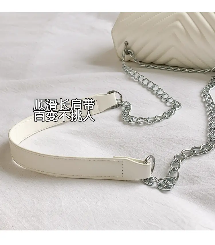 White Quilted Chain Shoulder Bag for Women — feature 13