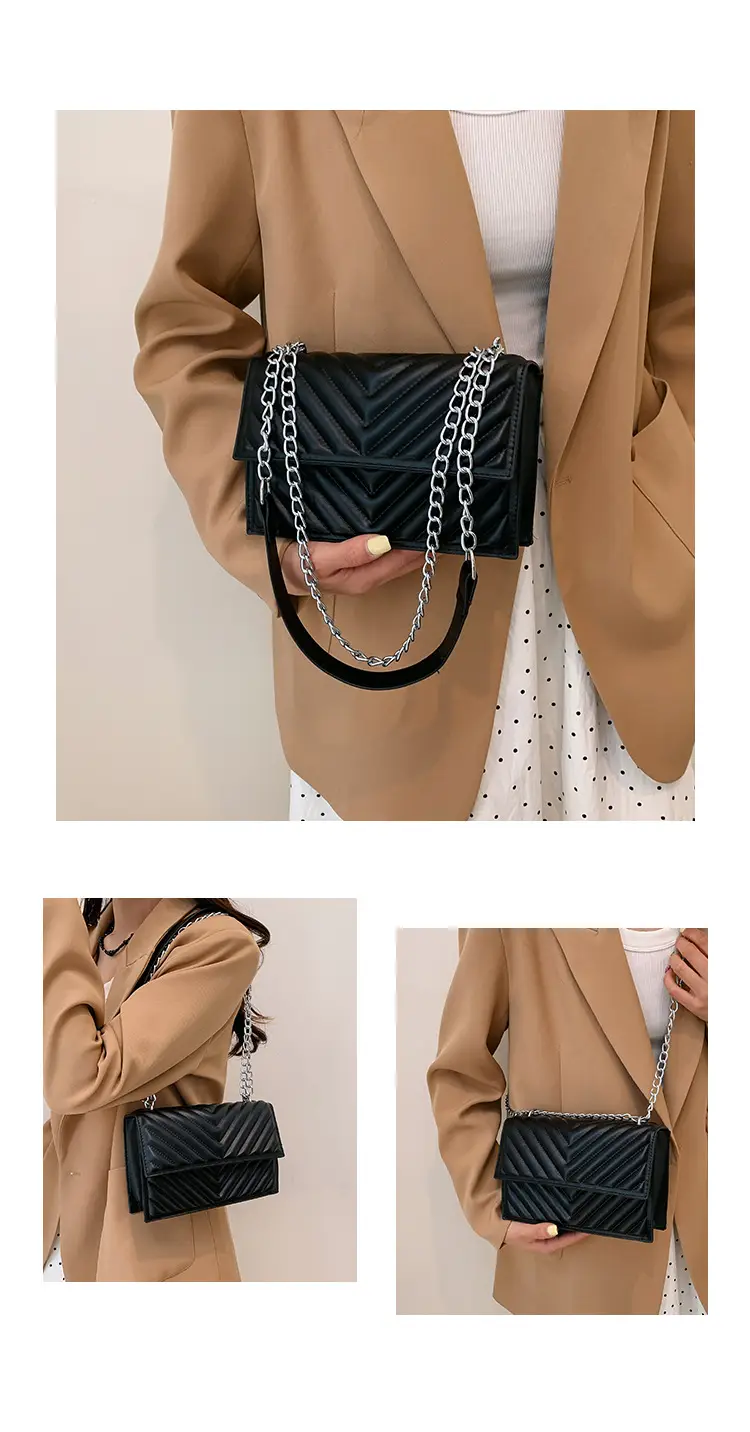 White Quilted Chain Shoulder Bag for Women — feature 17