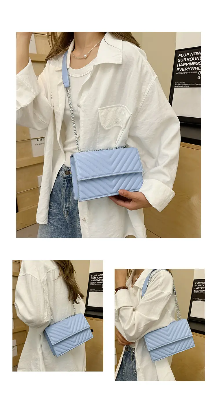 White Quilted Chain Shoulder Bag for Women — feature 19