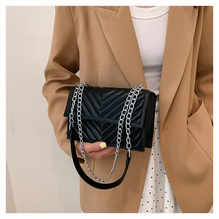White Quilted Chain Shoulder Bag for Women — feature 27