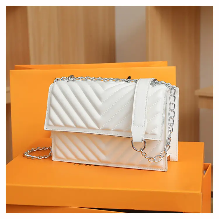 White Quilted Chain Shoulder Bag for Women — feature 47