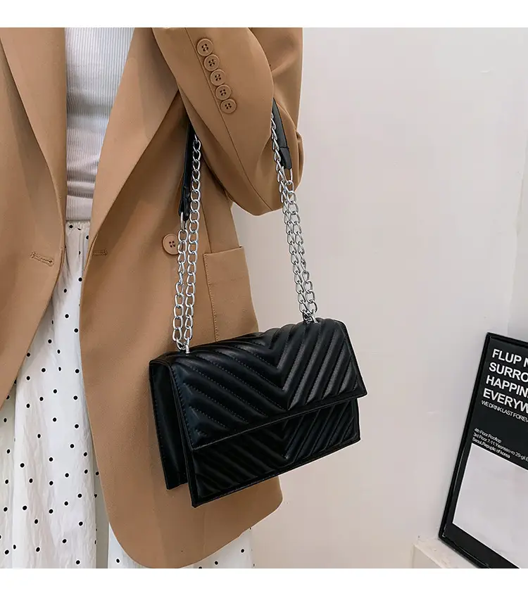 White Quilted Chain Shoulder Bag for Women — feature 8