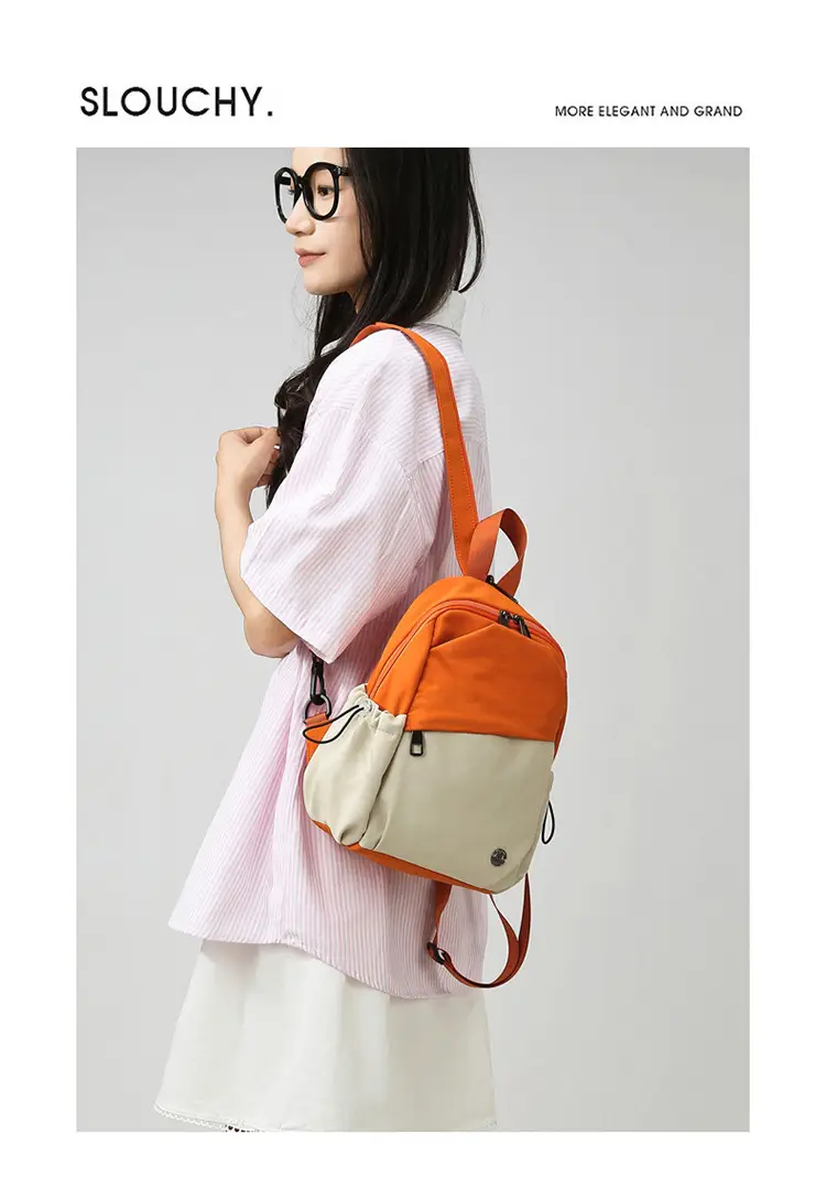Trendy Orange Beige Korean Style Backpack — feature 20