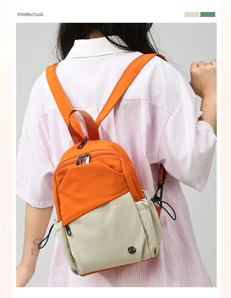 Trendy Orange Beige Korean Style Backpack — feature 38