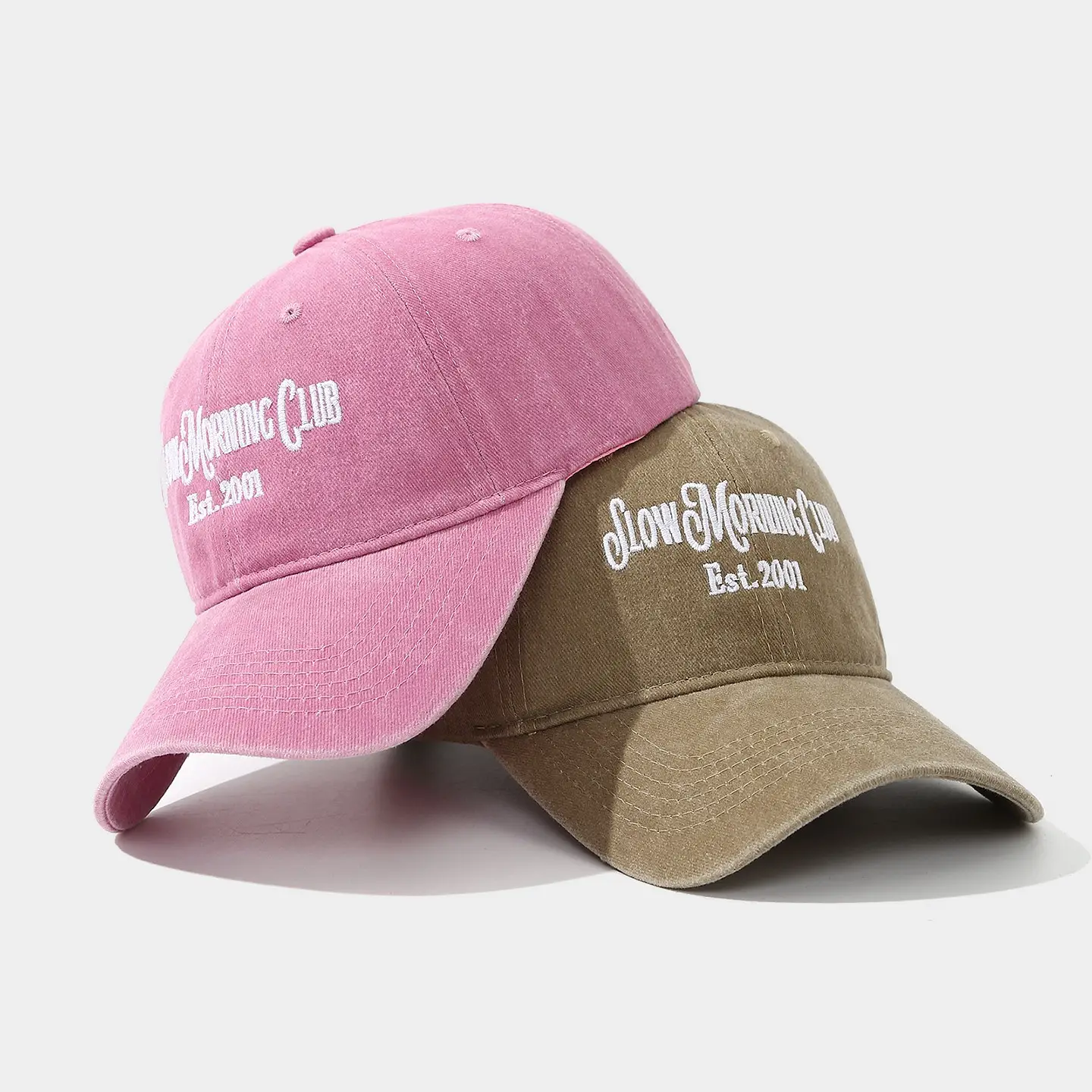 Cotton Embroidered Baseball Caps Pink Brown Small Couple