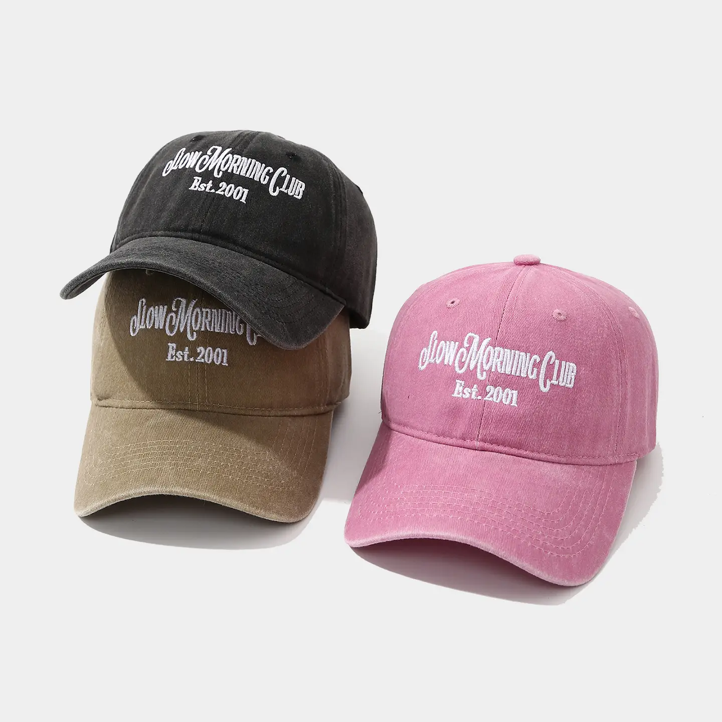 Cotton Embroidered Baseball Caps Pink Brown Small Couple