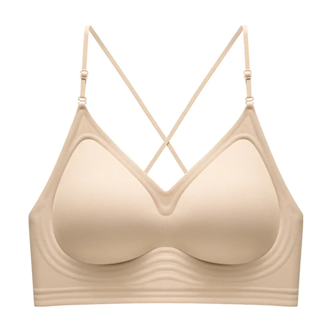 Large U-Shaped Beautiful Back Bra for Women, Sexy Backless Summer Thin Style, Halter Neck, Seamless Invisible Camisole with Thin Straps