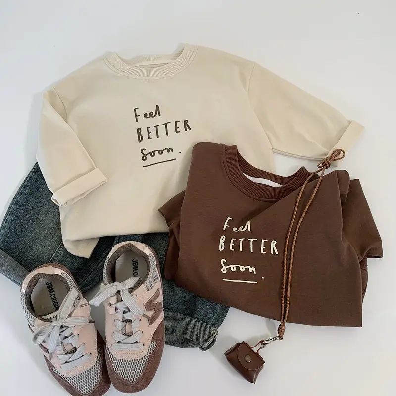 Beige Cotton Long Sleeve T-Shirt for Boys Spring Autumn Style — feature 6