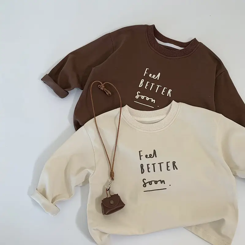 Beige Cotton Long Sleeve T-Shirt for Boys Spring Autumn Style — feature 7