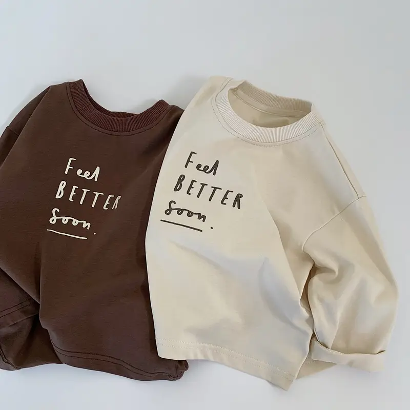 Beige Cotton Long Sleeve T-Shirt for Boys Spring Autumn Style — feature 8
