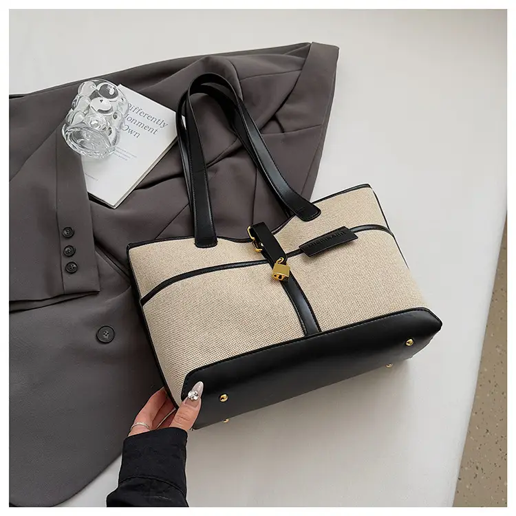 Women Cross-Border Tote Bag Brown Beige Leather Strap Large Capacity — feature 18