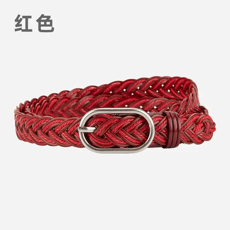 Women's Brown Braided Belt with Buckle - Image 5