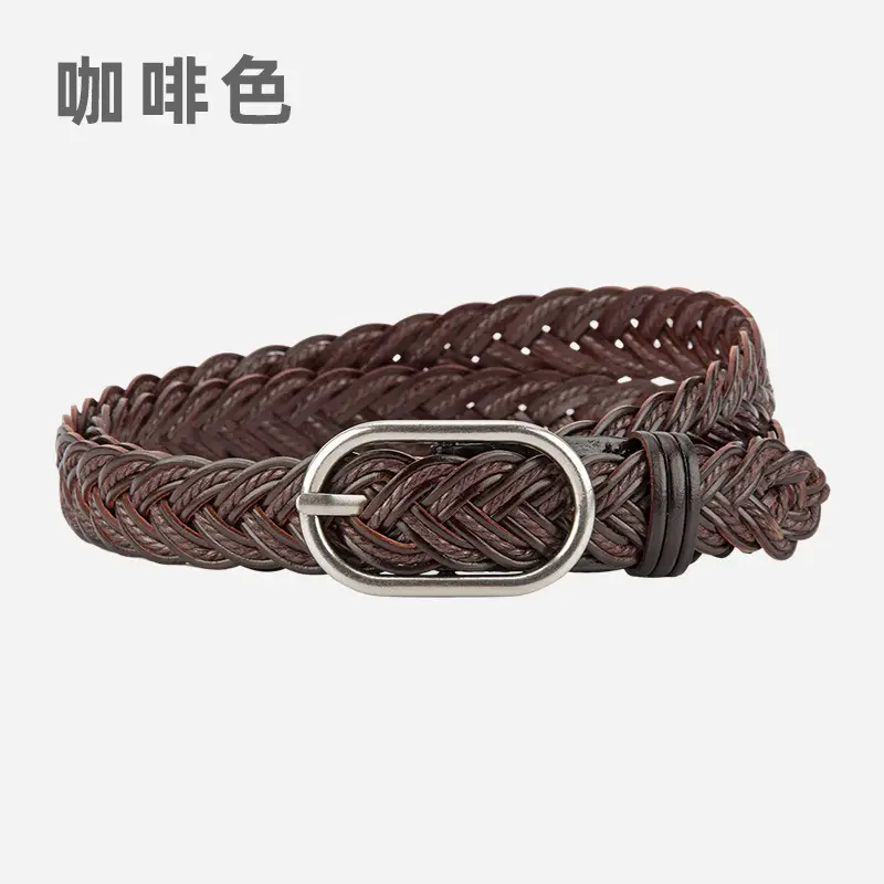 Women's Brown Braided Belt with Buckle — feature 5