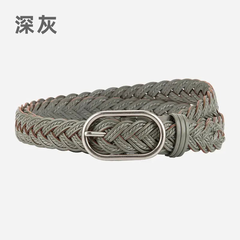 Women's Brown Braided Belt with Buckle — feature 6