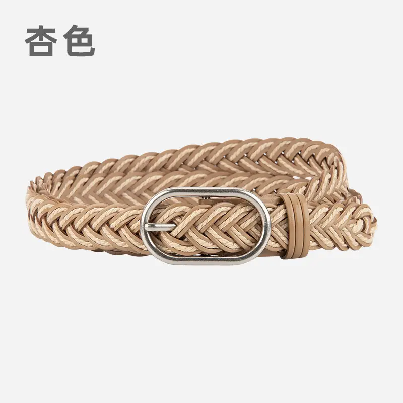 Women's Brown Braided Belt with Buckle — feature 7