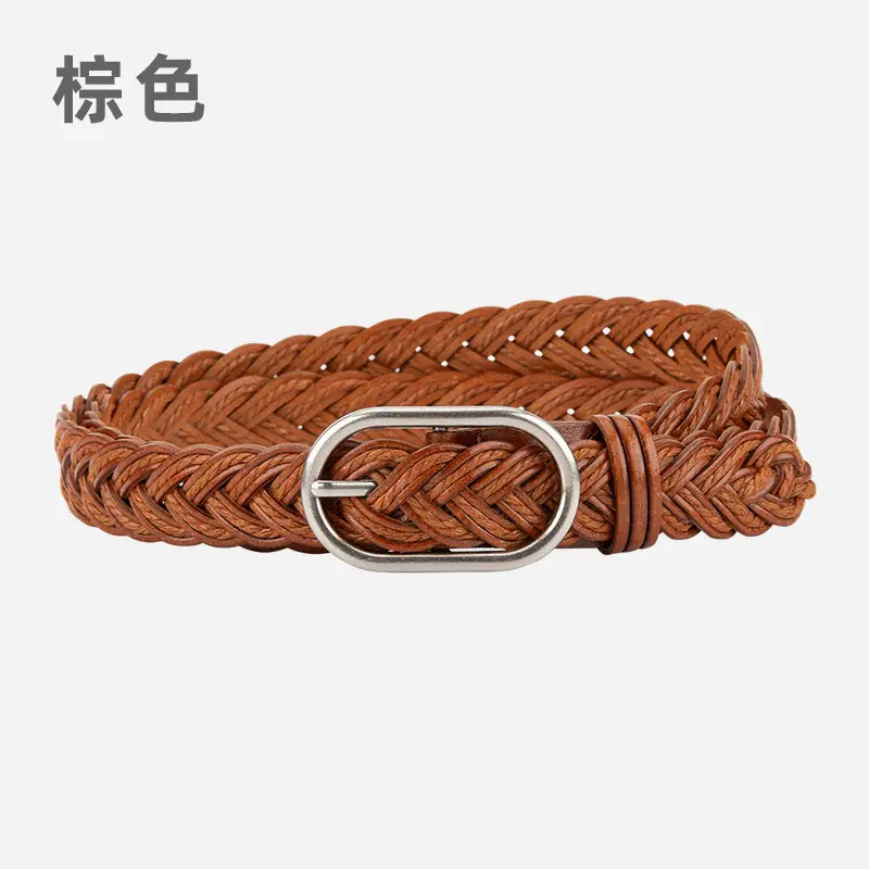 Women's Brown Braided Belt with Buckle — feature 8