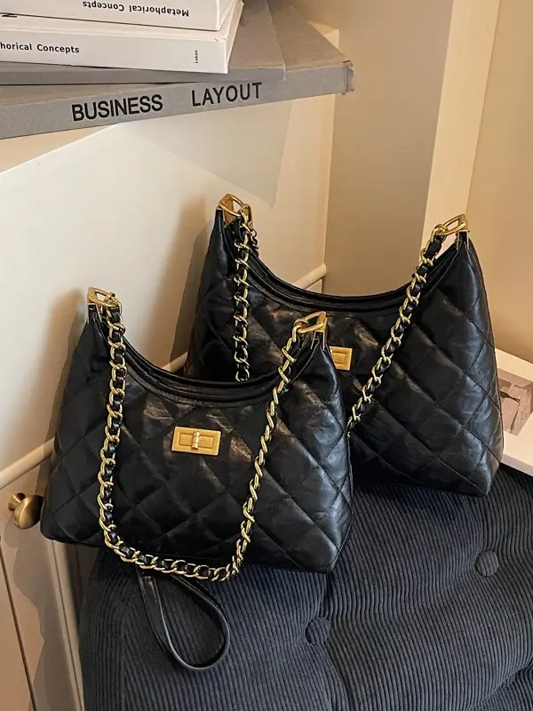 Silver Quilted Chain Tote Bag for Women 2025 - Image 4