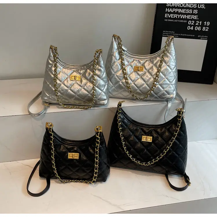 Silver Quilted Chain Tote Bag for Women 2025 — feature 1