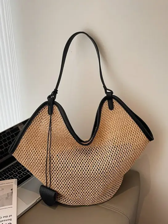 French Straw Bag Lazy Style Woven Large Capacity Shoulder Tote - Image 5