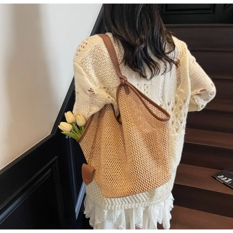 French Straw Bag Lazy Style Woven Large Capacity Shoulder Tote — feature 10