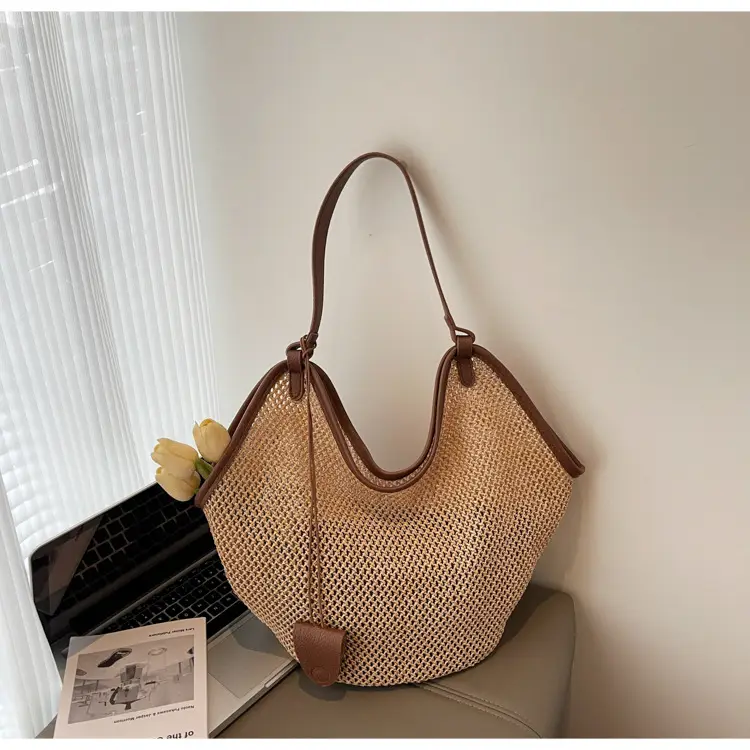 French Straw Bag Lazy Style Woven Large Capacity Shoulder Tote — feature 20