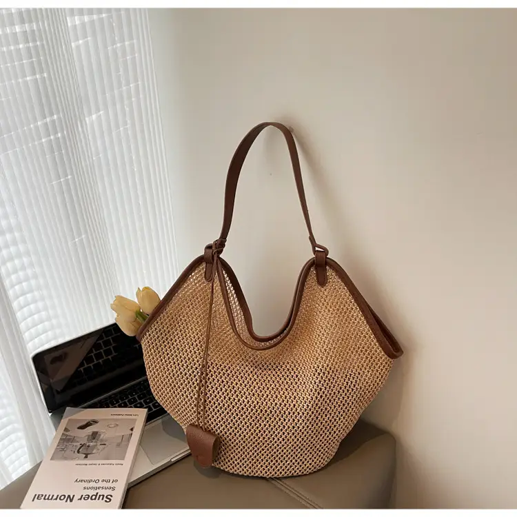 French Straw Bag Lazy Style Woven Large Capacity Shoulder Tote — feature 21