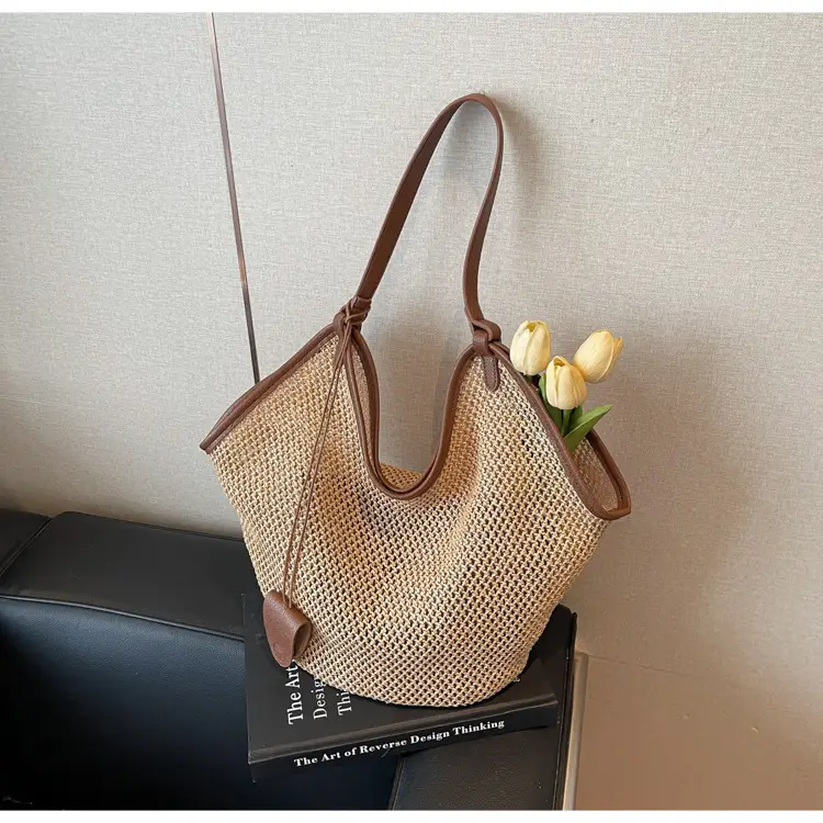 French Straw Bag Lazy Style Woven Large Capacity Shoulder Tote — feature 22