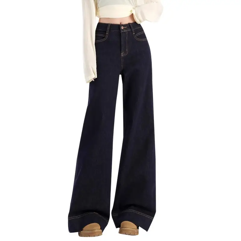 2025 Dark Blue Wide Leg Jeans High Waist Loose Slimming — feature 6