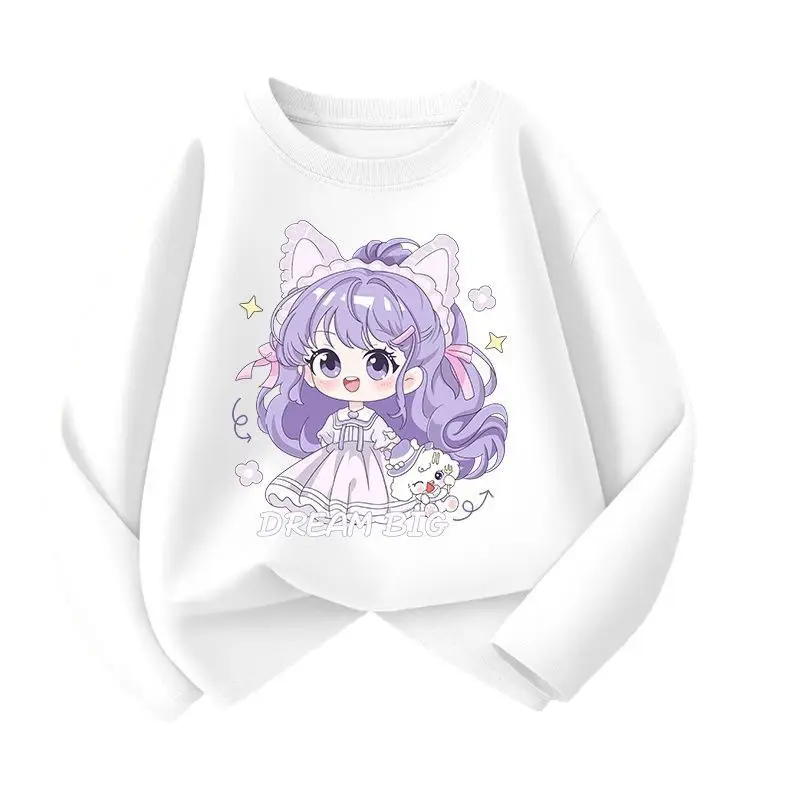 Children's Sportswear Girls Long-Sleeved T-Shirt Clothes 2025 Autum New Style Girls Spring and Autum Pure Cotton Autum Clothes